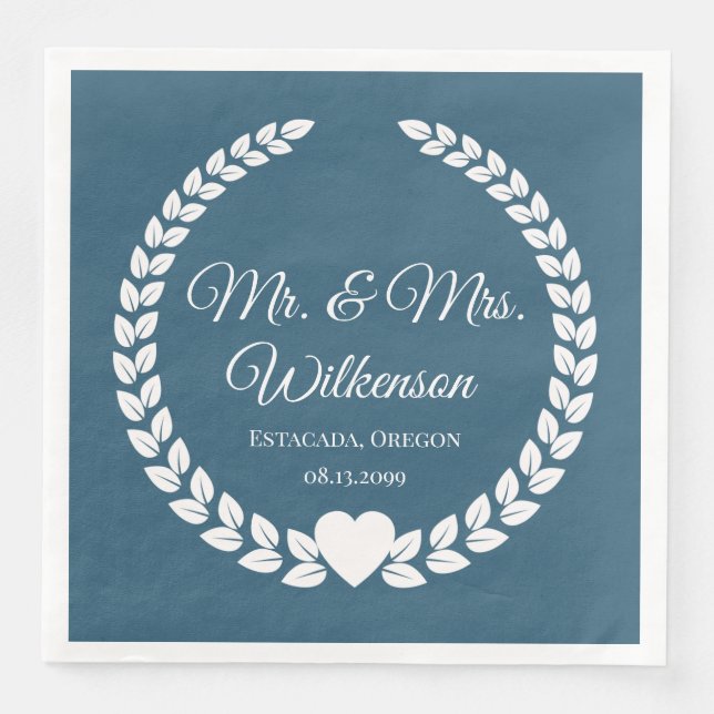 Custom Mr. & Mrs. Bride und Groom neu verheiratet Serviette (Vorderseite)