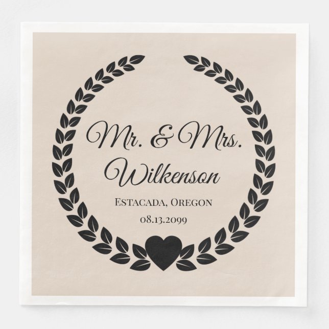 Custom Mr & Mrs Bride und Groom New Paper Serviette (Vorderseite)