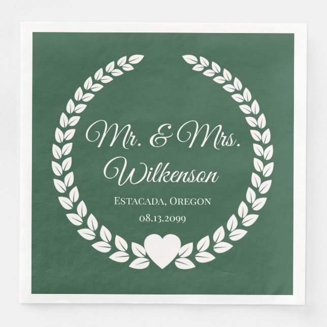 Custom Mr & Mrs Bride und Groom New Paper Serviette (Vorderseite)