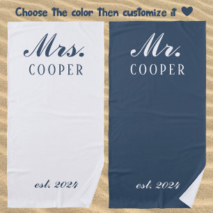 Custom Mr&Mrs Honeymoon Geschenk Newlyweds Gray Strandtuch