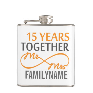 Custom Mr. und Mrs. 15th Anniversary Flask Flachmann