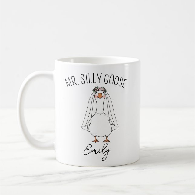 Custom Mr. und Mrs. Albern Goose Wedding Tasse Eng (Links)