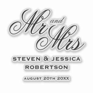 Custom Mr. und Mrs. elegante neu Weds Vinyl Aufkle Aufkleber