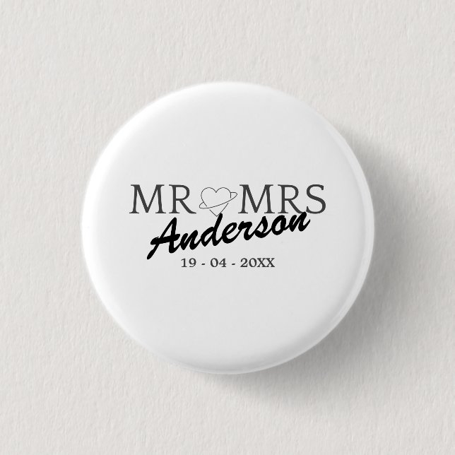 Custom Mr. und Mrs. Wedding Familiengeschenk Button (Vorderseite)