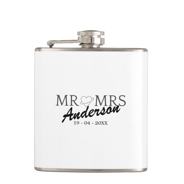 Custom Mr. und Mrs. Wedding Familiengeschenk Flachmann (Vorderseite)