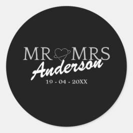 Custom Mr. und Mrs. Wedding Familiengeschenk Runder Aufkleber