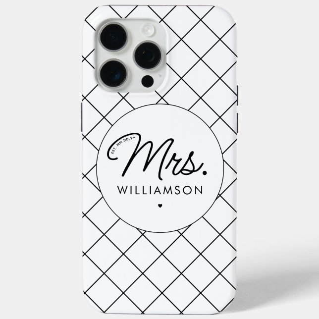 Custom Mrs. Est. Modernes, elegantes Script neu Case-Mate iPhone Hülle (Rückseite)