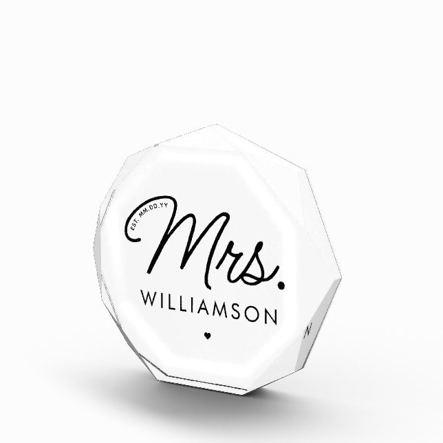 Custom Mrs. Est. Modernes, elegantes Script neu Fotoblock (Rechts)