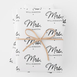 Custom Mrs. Est. Modernes, elegantes Script neu Geschenkpapier Set