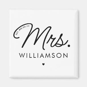 Custom Mrs. Est. Modernes, elegantes Script neu Magnet