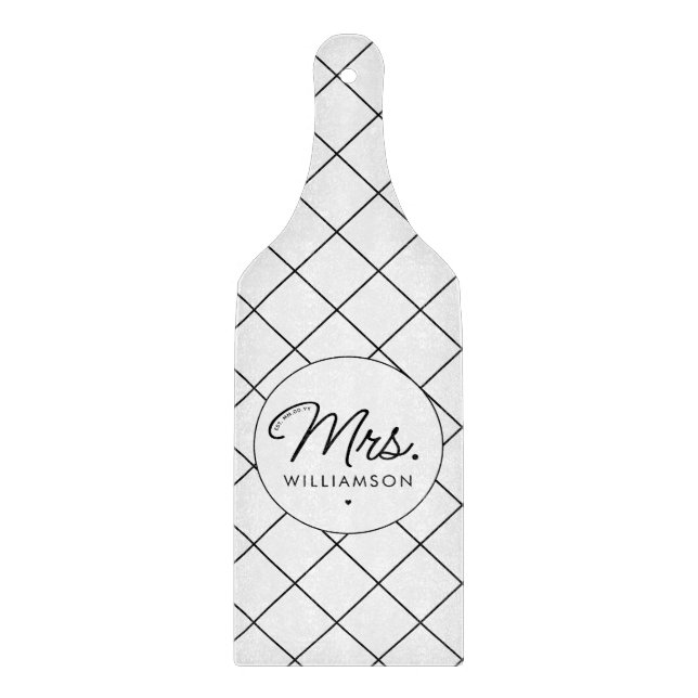 Custom Mrs. Est. Modernes, elegantes Script neu Schneidebrett (Vorderseite)