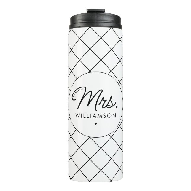 Custom Mrs. Est. Modernes, elegantes Script neu Thermosbecher (Vorderseite)