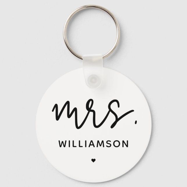 Custom Mrs. | Minimalistische Hochzeit New Couple  Schlüsselanhänger (Vorderseite)