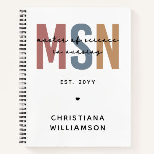 Custom MSN Master of Science in Nursing Abschluss Notizbuch