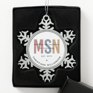 Custom MSN Master of Science in Nursing Abschluss Schneeflocken Zinn-Ornament