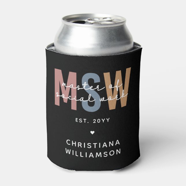 Custom MSW Master of Social Work Retro Abschluss Dosenkühler (Kanne Vorderseite)