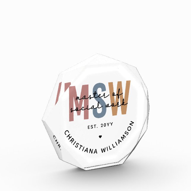 Custom MSW Master of Social Work Retro Abschluss Fotoblock (Links)