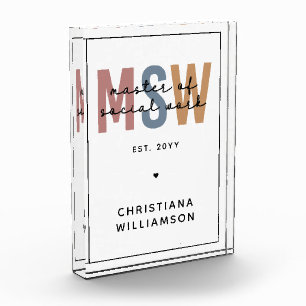 Custom MSW Master of Social Work Retro Abschluss Fotoblock
