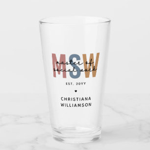 Custom MSW Master of Social Work Retro Abschluss Glas