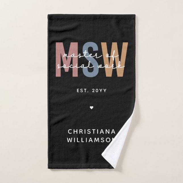 Custom MSW Master of Social Work Retro Abschluss Handtuch (Handtuch)