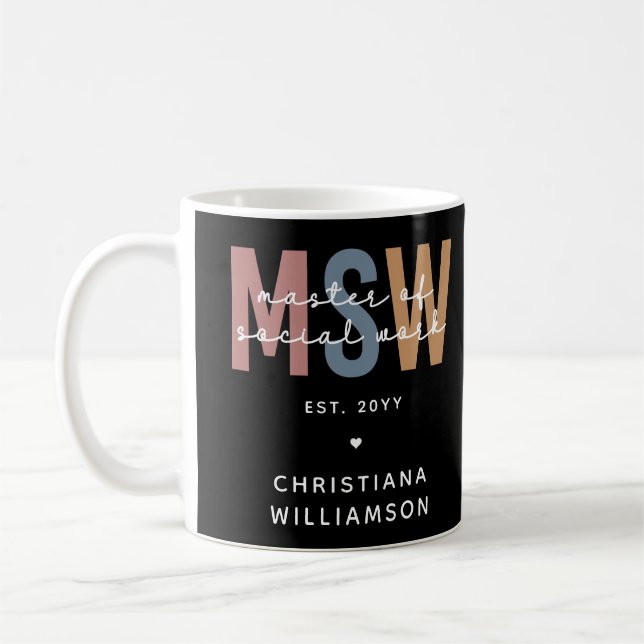 Custom MSW Master of Social Work Retro Abschluss Kaffeetasse (Links)