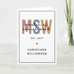 Custom MSW Master of Social Work Retro Abschluss Karte