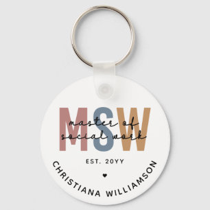 Custom MSW Master of Social Work Retro Abschluss Schlüsselanhänger