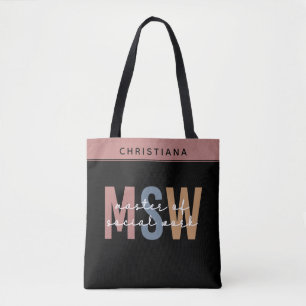 Custom MSW Master of Social Work Retro Abschluss Tasche
