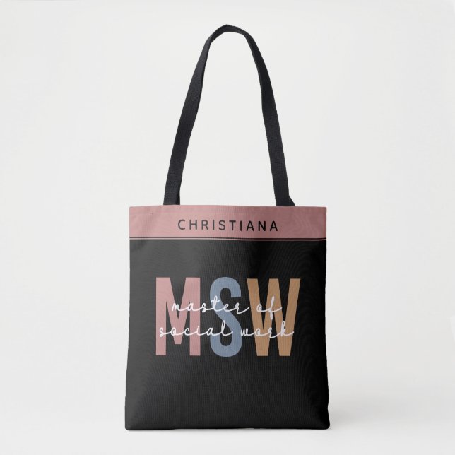 Custom MSW Master of Social Work Retro Abschluss Tasche (Vorderseite)
