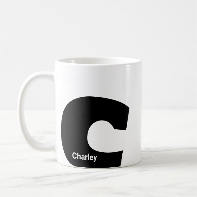 Custom mug monogram initial letter modern minimal (Gauche)