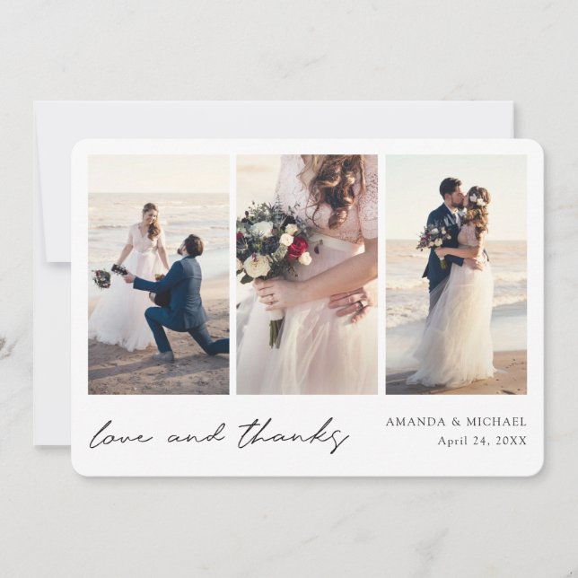 Custom Multi Foto Collage Vielen Dank Hochzeitkart Dankeskarte (Vorderseite)