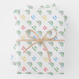 Custom Multilingual Merry Christmas Wrapping Paper Geschenkpapier Set