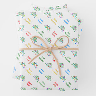 Custom Multilingual Merry Christmas Wrapping Paper Geschenkpapier Set