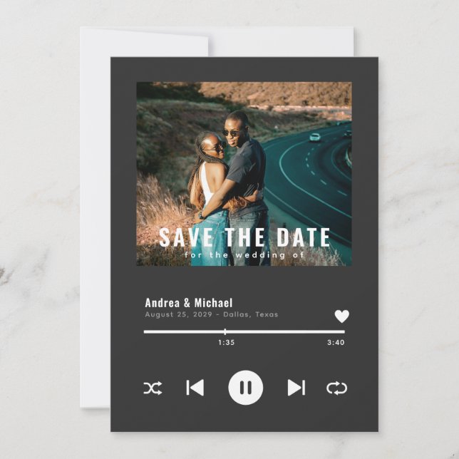 Custom Music Album Cover Creative Foto Wedding Save The Date (Vorderseite)