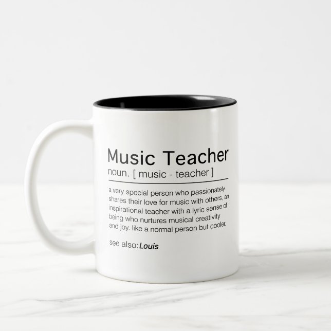 Custom Music Teacher Difinition Musiker Erzieher Zweifarbige Tasse (Links)