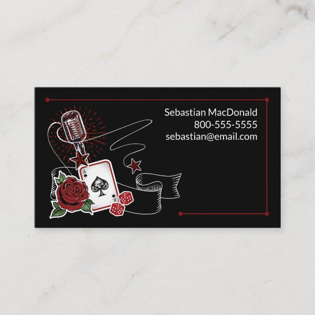 Custom Musician Rockabilly Music Rock & Roll Visitenkarte (Vorderseite)
