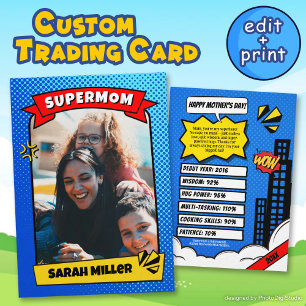 Custom Mütter Day Trading Card Fun SuperMom Comic Telefonnummerkarte