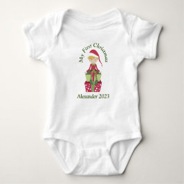 Custom My First Christmas Boy Elf Baby Strampler