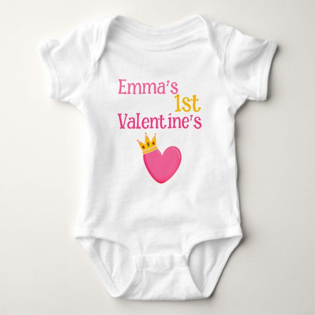 Custom My First VALENTINEs Heart Niedlich Baby Kle Strampler (Vorderseite)