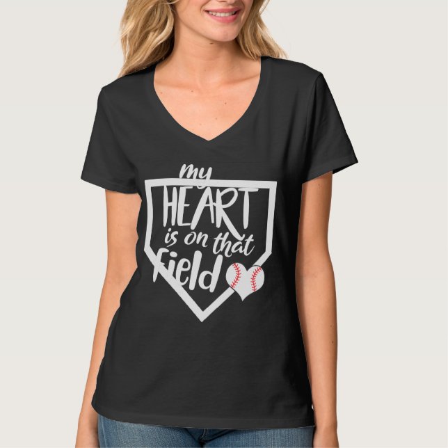 Custom my HERART IST AUF DIESER FELD-Mama Baseball T-Shirt (Vorderseite)