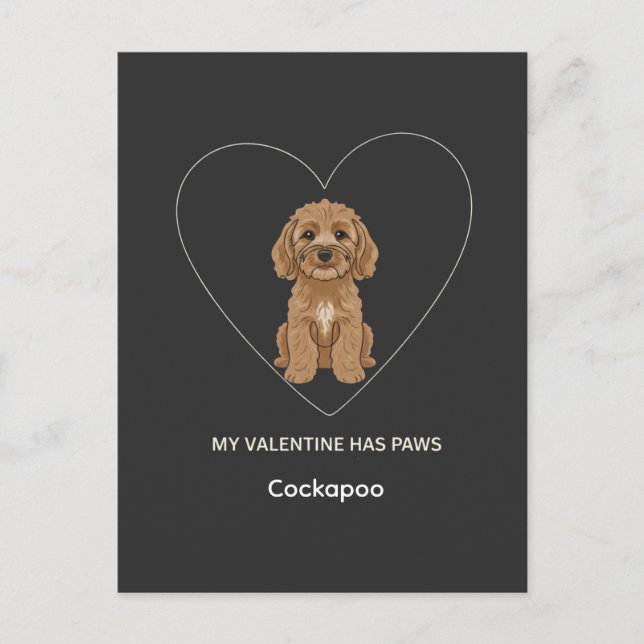 Custom My Valentine Has Paws Cockapoo Dog Lover Postkarte (Vorderseite)