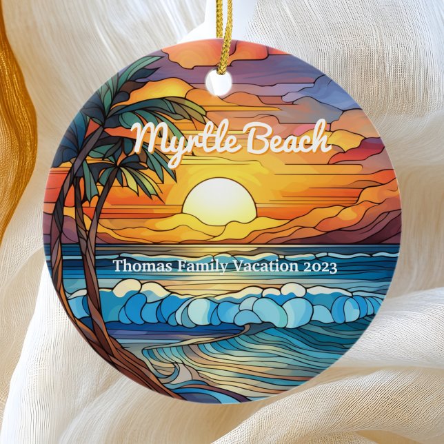 Custom Myrtle Beach Imitate gestettetes Glas Keramik Ornament (Von Creator hochgeladen)