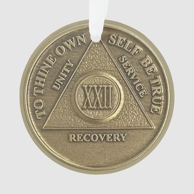 Custom Name | 22 Year Sober Anniversary Medallion Ornament (Vorderseite)