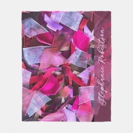 Custom Name Abstract Pink Purple Stripe Maximalist Fleecedecke