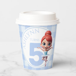 Custom Name & Age Reusable Blue Ballerina Birthday Pappbecher