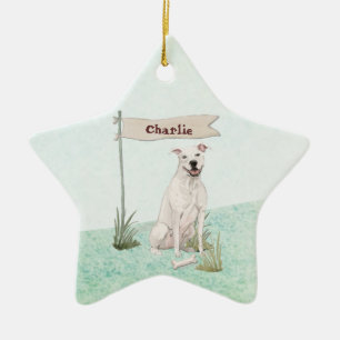 Custom Name American Staffordshire Terrier Pet Dog Keramik Ornament