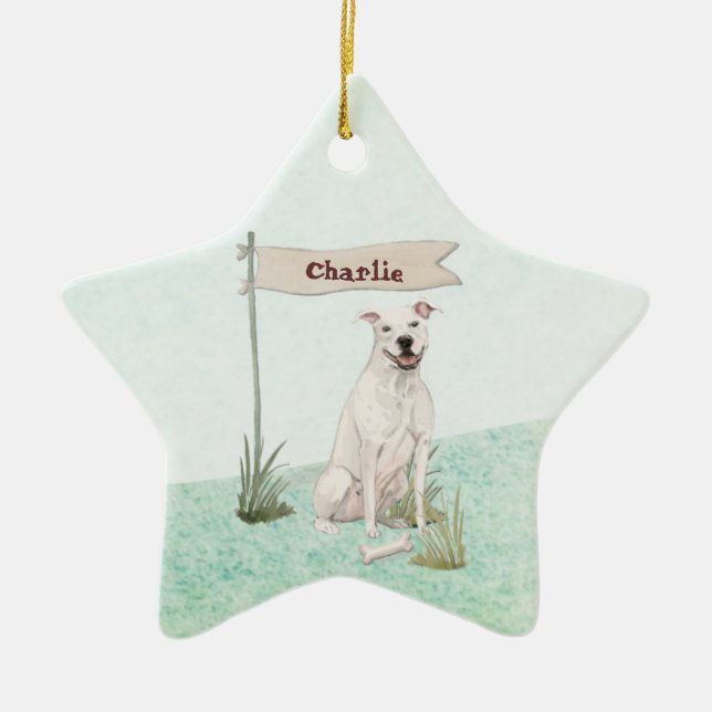 Custom Name American Staffordshire Terrier Pet Dog Keramik Ornament (Vorne)