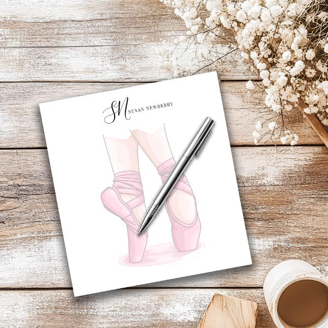 Custom Name and Initials Ballet Pointe Notepad Notizblock (Von Creator hochgeladen)
