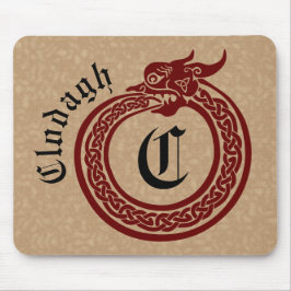 Custom Name and Monogram Celtic Style Ouroboros Mousepad
