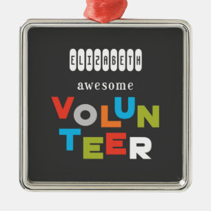 Custom Name, Awesome Volunteer Appreciation Silbernes Ornament
